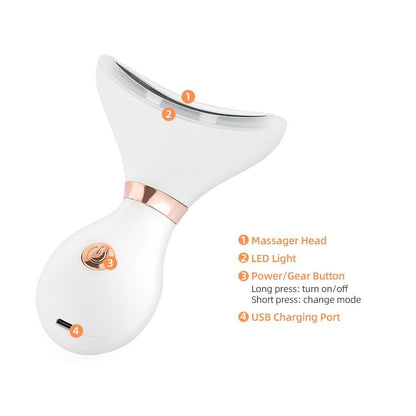 Mieauty Facial Massager for Face Lift Neck Massager, 3 Color LED Face Skin Rejuvenation for Face & Neck Beauty Device Anti Wrinkle Skin Care Tools