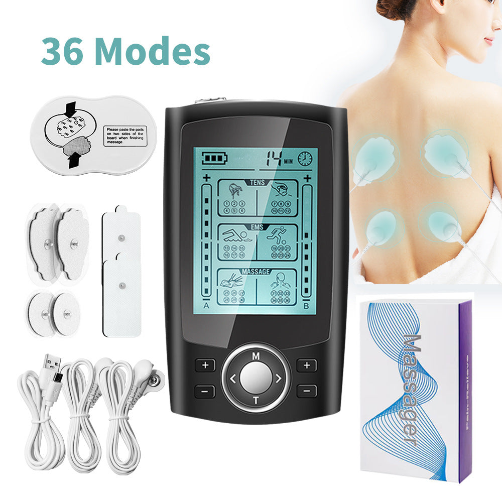 36 Modes TENS Unit Muscle Stimulator EMS Dual Channel Pulse Physiotherapy Instrument with 6 Reusable Electrode Pads, Electrostimulator Meridian Massager for Back Neck Pain Muscle Therapy