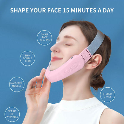Mieauty Double Chin Reducer Machine, Electric Face Lift Device Beauty Belt, Facial Lifting Machine,Portable Intelligent V-Face Shaping Massager,Pink