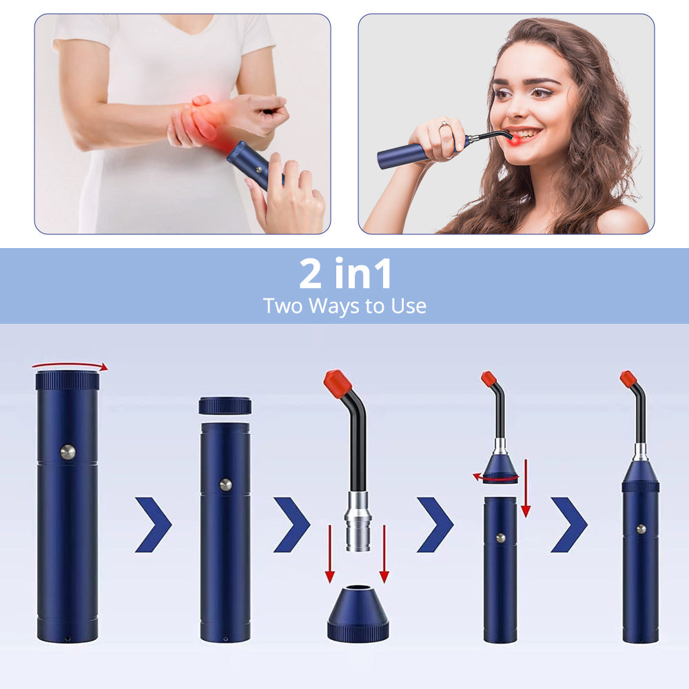 Mieauty Red Light Therapy Device, Cold Sore Canker Sore Treatment Device, Infrared Light Therapy Wand for Lips Mouth Nose Ear Knee Feet Hands Joint Muscle Nerve Pain Relief with Removable Tip
