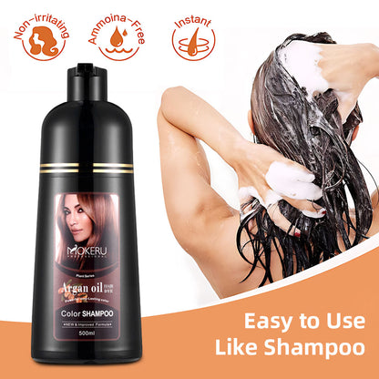 Ouwald Hair Color Shampoo for Gray Hair, 500ml Hair Dye Shampoo for Men & Women, 3 in 1 Fast Acting Natural Color Shampoo -Long Lasting-Safe And Easy to Use (Black Hair Dye Shampoo)