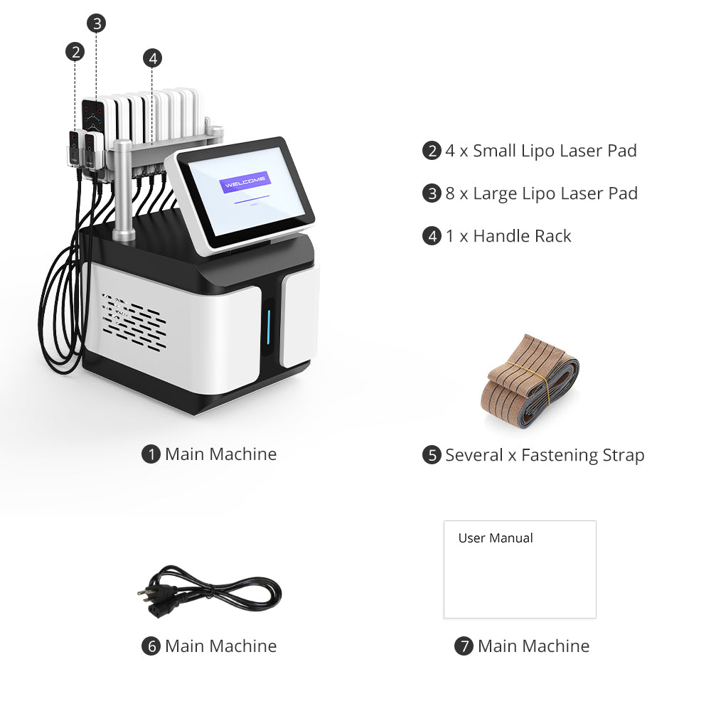 Professional 6D Läser's Lipo-lysis Bodyloss Sculpting Machine With 6 Wavelengths, 160mW 12 Pads for Body Contouring Cellulite Reduced